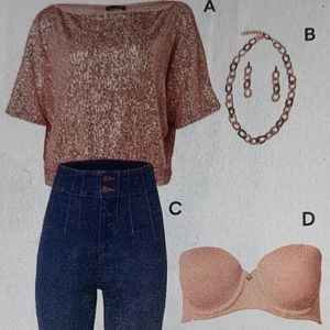NWOT Shimmer top in rose gold